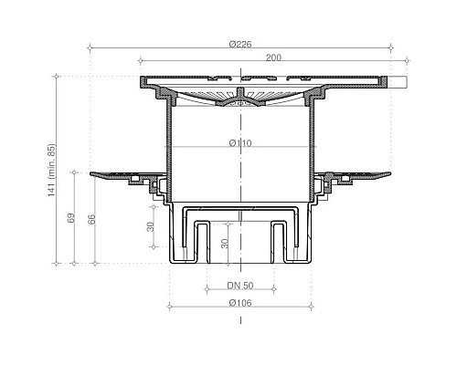 Купить Душевой трап 194x194/50 мм золотой Pestan Confluo Standard Angle Gold Vertical 13000131 в магазине сантехники Santeh-Crystal.ru