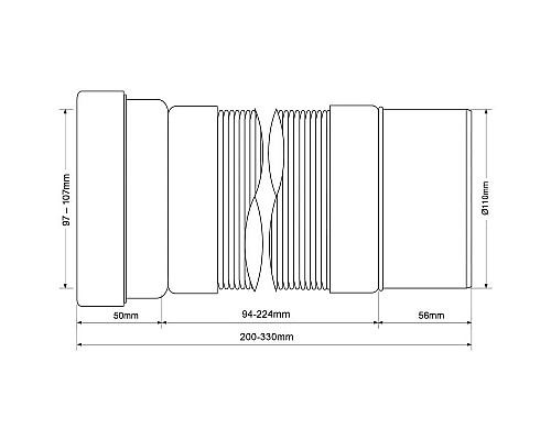 Заказать Гофра для унитаза 20-33 см McALPINE MRWC-F20P в магазине сантехники Santeh-Crystal.ru