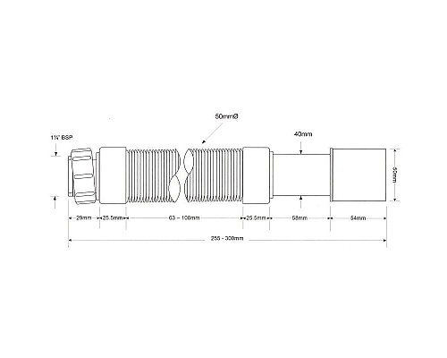 Заказать Гофра 25,5-30 см 1 1/4-40/50 McALPINE MRMF103S в магазине сантехники Santeh-Crystal.ru