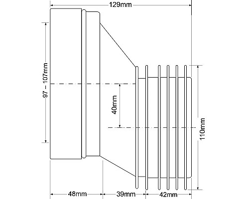 Купить Труба фановая 129 мм McALPINE MRWC5 в магазине сантехники Santeh-Crystal.ru