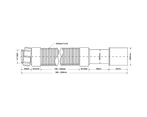 Заказать Гофра 30-50 см 1 1/4-40x50 McALPINE MRMF105S в магазине сантехники Santeh-Crystal.ru