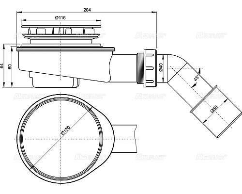 Приобрести Сифон для поддона Ø 90 мм AlcaPlast A491CR в магазине сантехники Santeh-Crystal.ru