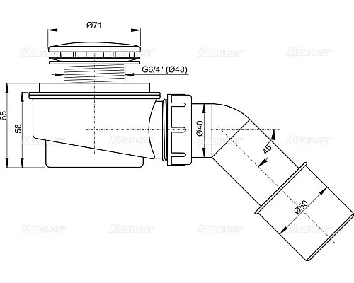 Заказать Сифон для поддона Ø 50 мм AlcaPlast A471CR-50 в магазине сантехники Santeh-Crystal.ru