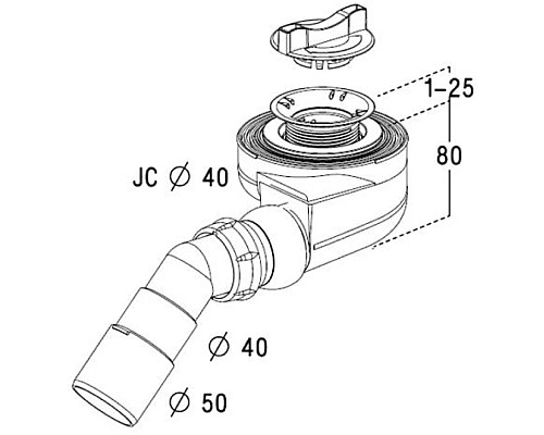 Приобрести Сифон для поддона Ø 50 мм Radaway 5SL1 в магазине сантехники Santeh-Crystal.ru