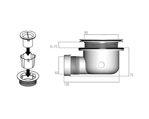 Заказать Сифон для поддона Ø 90 мм Ideal Standard Ultra Flat S K936367 в магазине сантехники Santeh-Crystal.ru