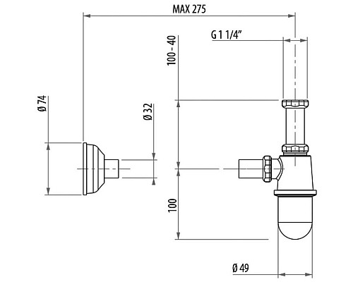 Заказать Сифон для раковины Gattoni Accessori 0152/00D0oro в магазине сантехники Santeh-Crystal.ru