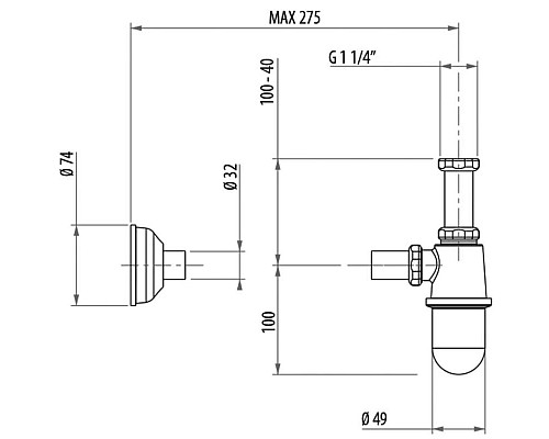 Купить Сифон для раковины Gattoni Accessori 0152/00V0br в магазине сантехники Santeh-Crystal.ru