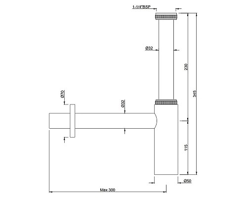 Купить Сифон для раковины Jaquar ALD-CHR-769L300X190 в магазине сантехники Santeh-Crystal.ru