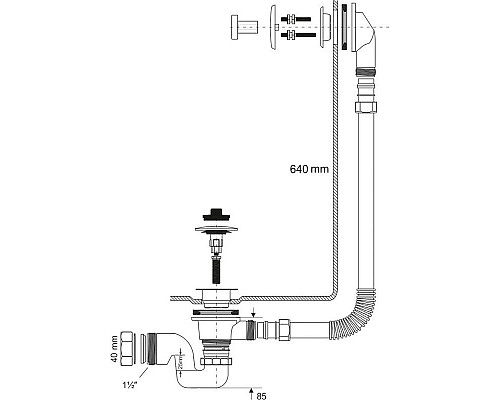 Купить Слив-перелив для ванны McALPINE BRASSTRAP-25-CP в магазине сантехники Santeh-Crystal.ru