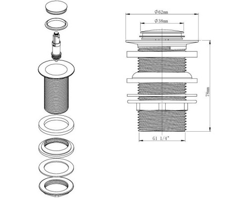 Слив-перелив для ванны Vincea DU-OV автомат, хром