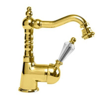 Смеситель для биде с донным клапаном золото 24 карат, ручка Swarovski Cezares Vintage VINTAGE-BSM2-03/24-Sw