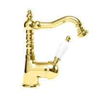 Смеситель для биде золото 24 карата, ручка белая Cezares Elite ELITE-BSM2-03/24-Bi