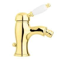 Смеситель для биде золото 24 карата, ручка белая Cezares Elite ELITE-BSM1-03/24-Bi