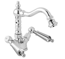 Смеситель для биде с донным клапаном хром, ручки металл Cezares First FIRST-BS2-01-M