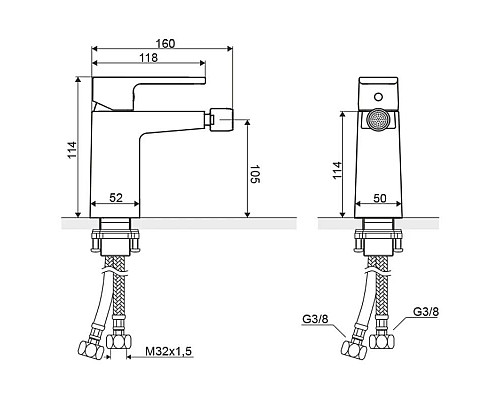 Заказать Смеситель для биде с донным клапаном Excellent Square ARAC.1503CR в магазине сантехники Santeh-Crystal.ru