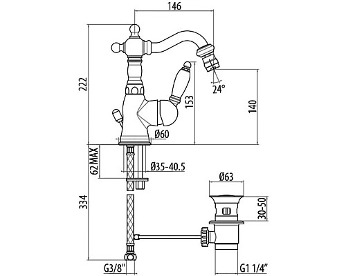 Заказать Смеситель для биде с донным клапаном Gattoni Orta 2751/27V0BR в магазине сантехники Santeh-Crystal.ru