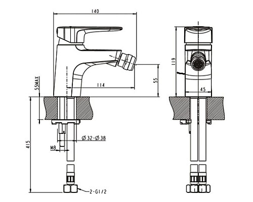 Заказать Смеситель для биде Bravat Eler F3239218CP-1-RUS в магазине сантехники Santeh-Crystal.ru