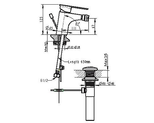 Купить Смеситель для биде с донным клапаном Bravat Gina F365104C-ENG в магазине сантехники Santeh-Crystal.ru