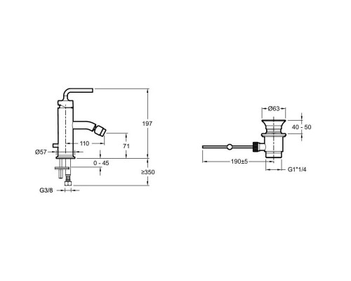 Заказать Смеситель для биде с донным клапаном Jacob Delafon Purist E14434-4A-CP в магазине сантехники Santeh-Crystal.ru