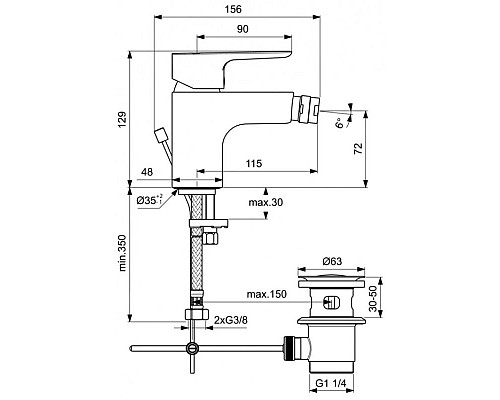 Приобрести Смеситель для биде с донным клапаном Ideal Standard Ceraplan III BC626AA в магазине сантехники Santeh-Crystal.ru