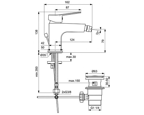 Заказать Смеситель для биде с донным клапаном Ideal Standard Entella BC234AA в магазине сантехники Santeh-Crystal.ru