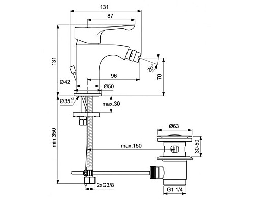 Заказать Смеситель для биде с донным клапаном Ideal Standard Dot 2.0 BC323AA в магазине сантехники Santeh-Crystal.ru