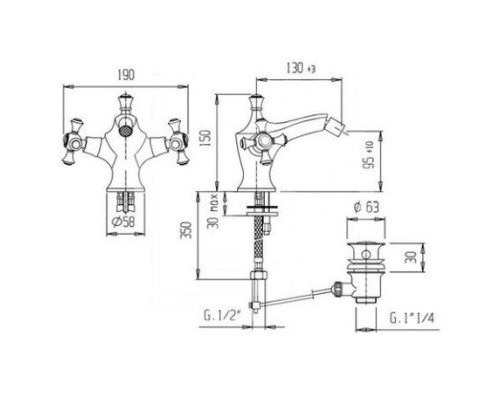 Заказать Смеситель для биде с донным клапаном Caprigo Monarch 41-030-vot в магазине сантехники Santeh-Crystal.ru