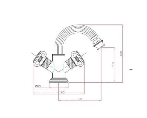 Приобрести Смеситель на биде с донным клапаном бронза, ручки металл Cezares Olimp OLIMP-BS2-02-M в магазине сантехники Santeh-Crystal.ru
