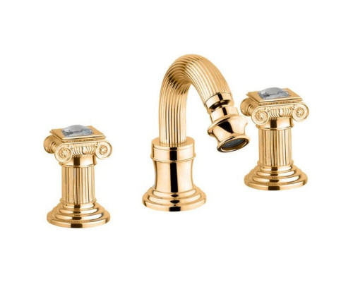 Заказать Смеситель для биде на три отверстия золото 24 карата, ручки Swarovski Cezares Olimp OLIMP-BBS2-03/24-Sw в магазине сантехники Santeh-Crystal.ru