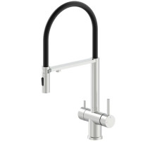 Смеситель для кухни AltroBagno Flusso AltroBagnoFlusso050201Ni с подключением к фильтру, с гибким изливом, никель