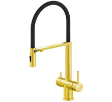 Смеситель для кухни AltroBagno Flusso AltroBagnoFlusso050205Or с подключением к фильтру, с гибким изливом, золотой