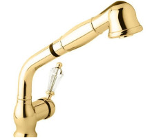 Смеситель для кухни с выдвижным душем золото 24 карат, ручка Swarovski Cezares Vintage VINTAGE-LLDM-03/24-Sw