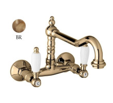 Смеситель для кухни бронза, ручки белые Cezares First FIRST-LLP-02-Bi