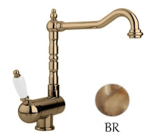 Смеситель для кухни с регулируемым углом наклона излива бронза, ручка белая Cezares Elite ELITE-LLPM2-02-Bi