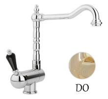 Смеситель для кухни с регулируемым углом наклона излива золото 24 карат, ручка Swarovski Nero Cezares Vintage VINTAGE-LLPM2-03/24-Sw-N