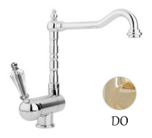 Смеситель для кухни с регулируемым углом наклона излива золото 24 карат, ручка Swarovski Cezares Vintage VINTAGE-LLPM2-03/24-Sw