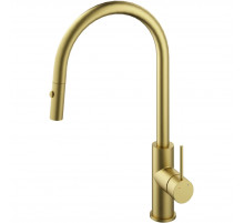 Смеситель для кухни Vincea City VKF-2C1BG с выдвижным изливом, золотой матовый