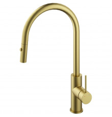 Смеситель для кухни Vincea City VKF-2C1BG с выдвижным изливом, золотой матовый