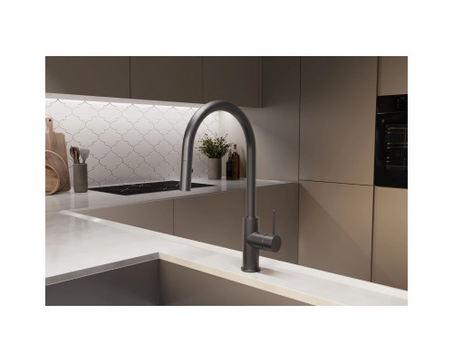 Смеситель для кухни Vincea City VKF-2C1GM с выдвижным изливом, вороненая сталь