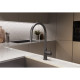 Смеситель для кухни Vincea City VKF-2C1GM с выдвижным изливом, вороненая сталь