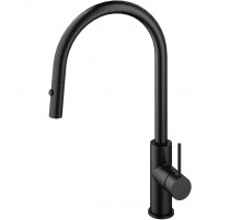 Смеситель для кухни Vincea City VKF-2C1MB с выдвижным изливом, черный матовый