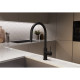 Смеситель для кухни Vincea City VKF-2C1MB с выдвижным изливом, черный матовый