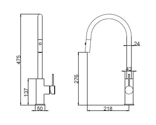Смеситель для кухни Vincea City VKF-2C1MB с выдвижным изливом, черный матовый