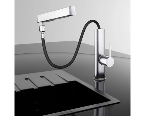 Смеситель для кухни Vincea VKF-22CH с выдвижным изливом, хром