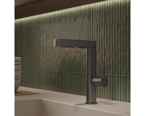 Смеситель для кухни Vincea VKF-22GM с выдвижным изливом, вороненая сталь