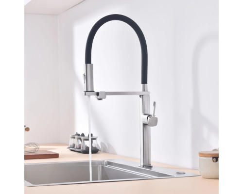 Смеситель для кухни Vincea VKF-119CH с подключением к фильтру, гибким изливом, хром