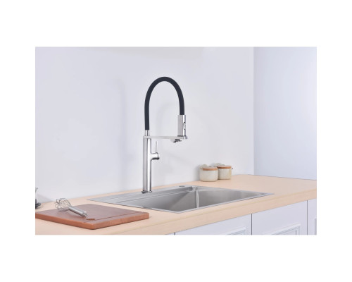 Смеситель для кухни Vincea VKF-119CH с подключением к фильтру, гибким изливом, хром