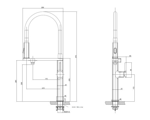 Смеситель для кухни Vincea VKF-119GM с подключением к фильтру, гибким изливом, вороненая сталь
