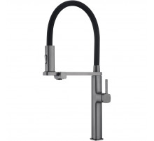Смеситель для кухни Vincea VKF-119GM с подключением к фильтру, гибким изливом, вороненая сталь