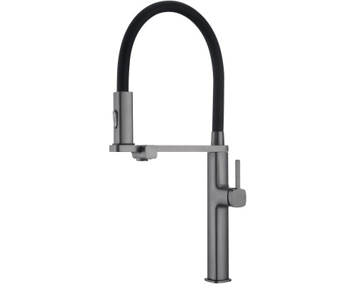 Смеситель для кухни Vincea VKF-119GM с подключением к фильтру, гибким изливом, вороненая сталь